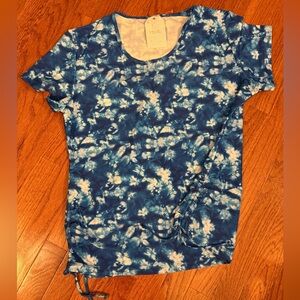 Modli Swim Top, Blue Tie-Die Design, Adjustable Ruched Sides, Size 1X